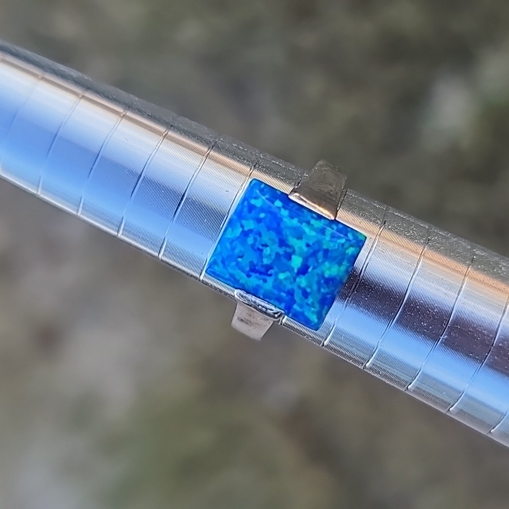 Blue Fire Opal Sterling Silver Ring 🔥 💙